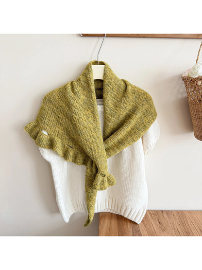 Scarvii - Fuzzy Knit Fringe Triangle Scarf