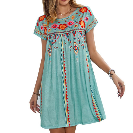Troposa - Flowy Boho Print Dress for Everyday Wear
