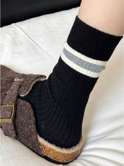 Rufia - Warm Breathable Mid-Calf Striped Socks