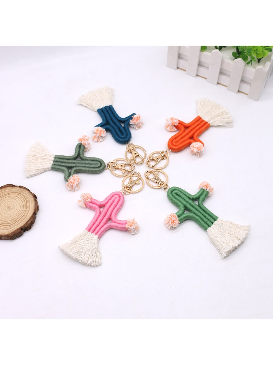 Koco Crochet Cactus Keychain with Pompom & Tassel product shape