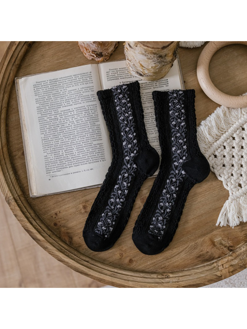 Rufia - Vintage Baroque Textured Crew Socks