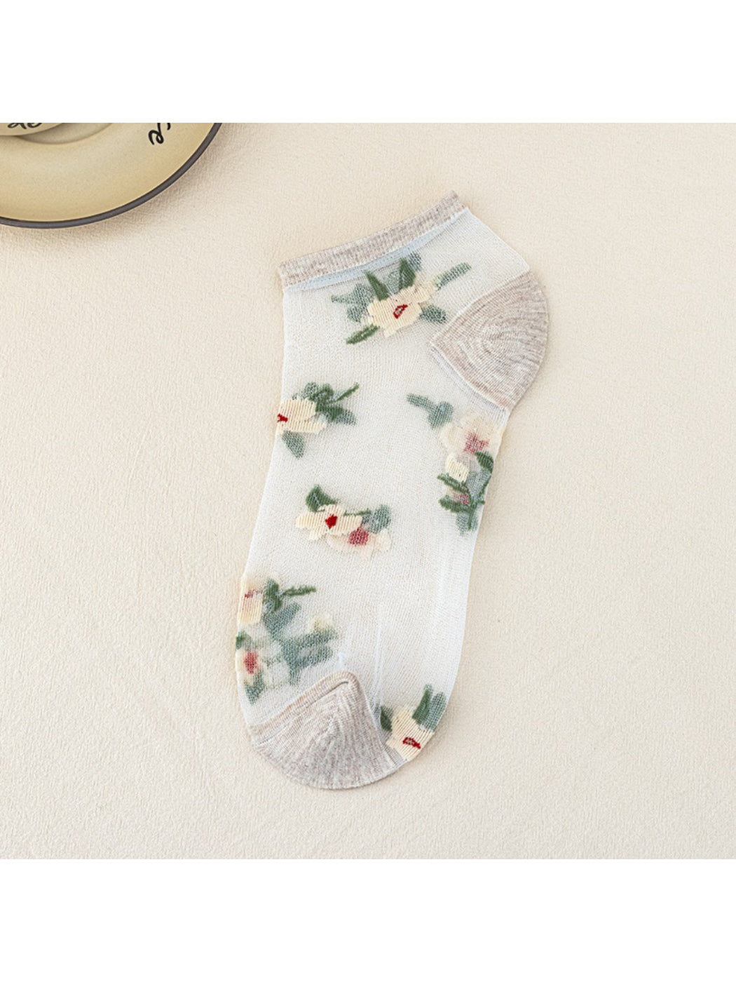 Rufia - Vintage Floral Sheer Crew Socks