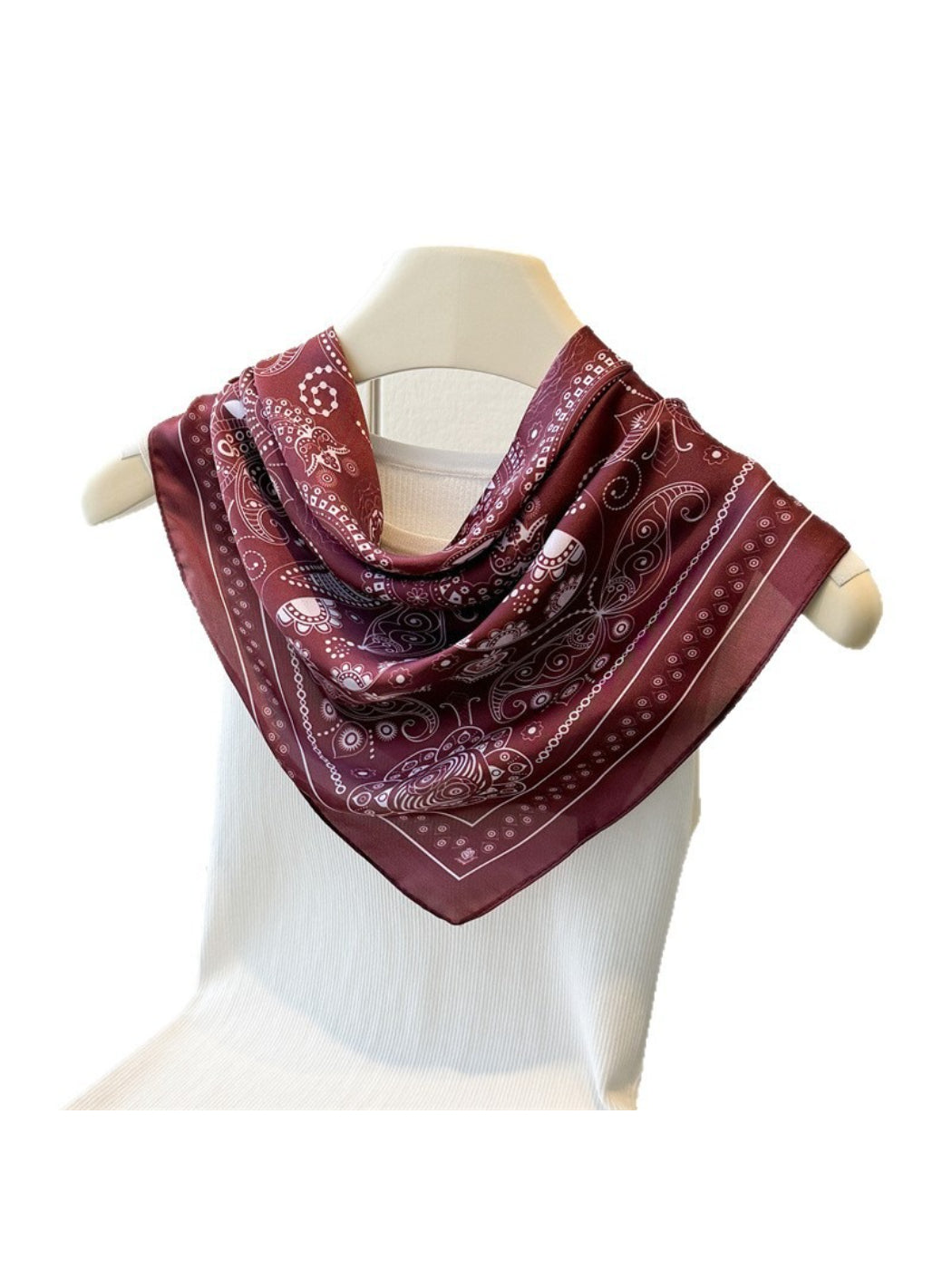 Scarvii Burgundy Paisley Square Scarf