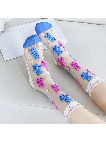 Rufia - Retro Cute Thin Mid-Calf Socks - Sweet & Breezy