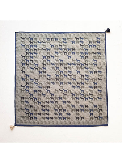 Scarvii - Horse Print Contrast Border Square Scarf