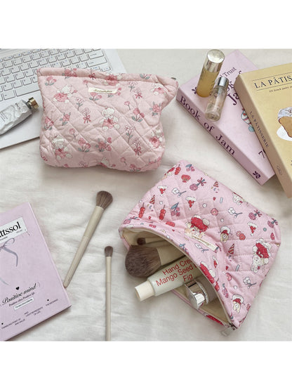 Cosbai - Quilted Bear Print Cosmetic Bag
