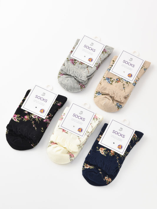 Rufia - Vintage Floral Lace Pattern Socks