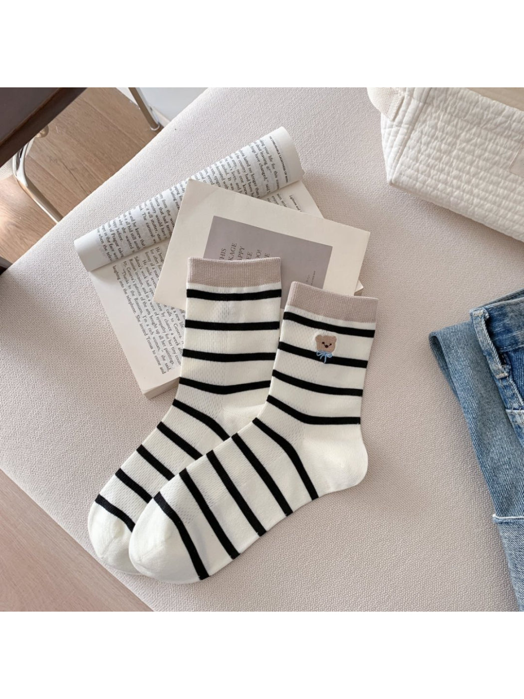 Rufia - Cute Bear Stripe Crew Socks product image 7