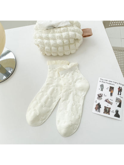 Rufia - Elegant Lace Pattern Crew Socks product image 5
