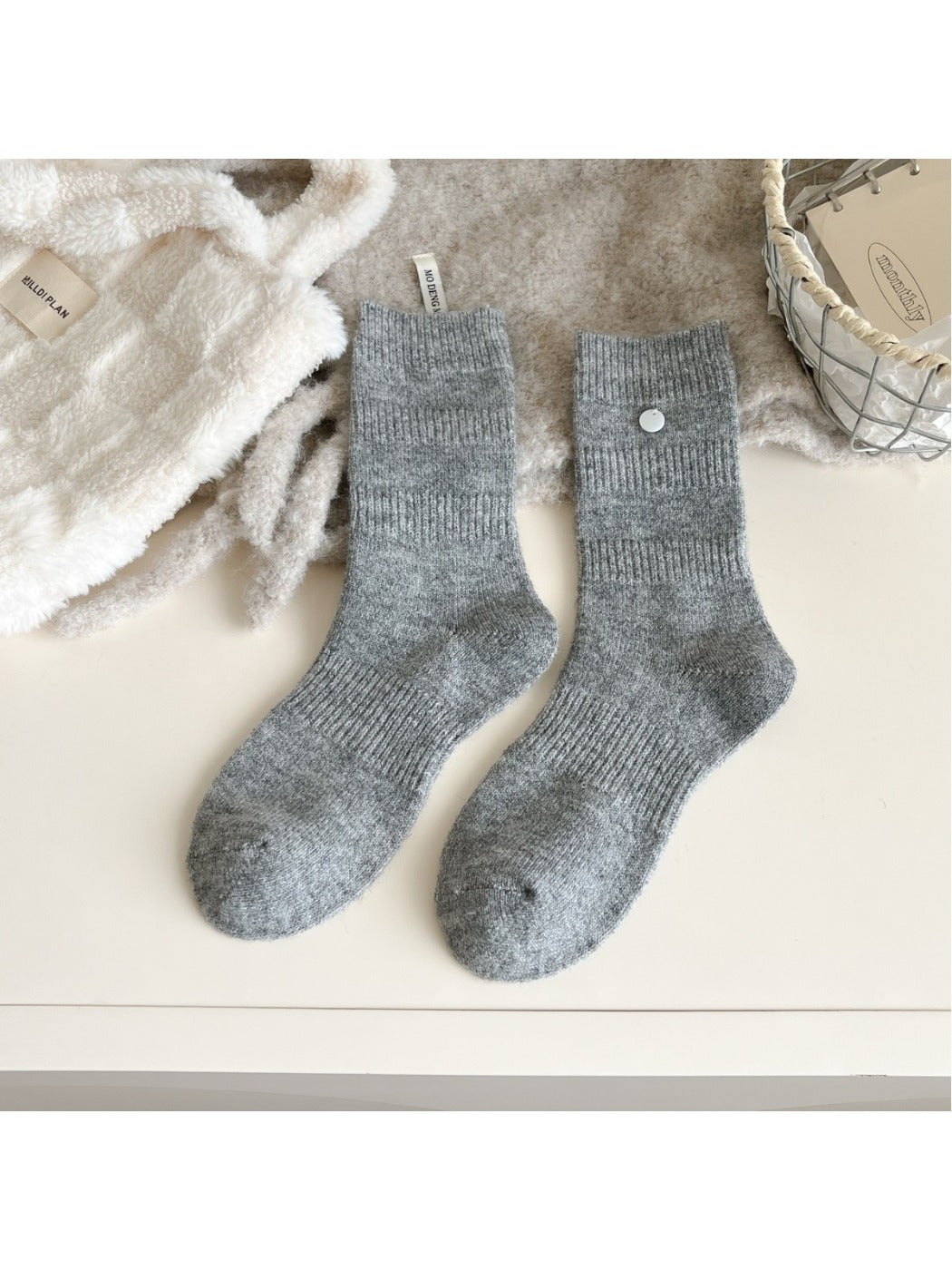 Rufia - Mid-Calf Socks with Shell Buttons