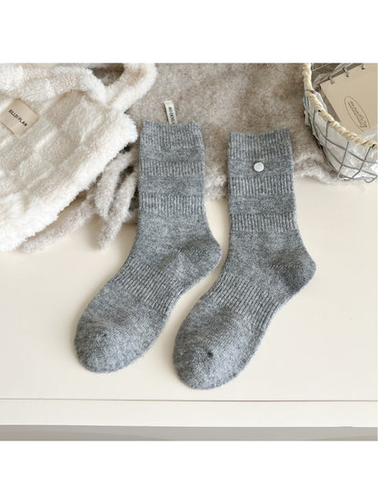 Rufia - Mid-Calf Socks with Shell Buttons