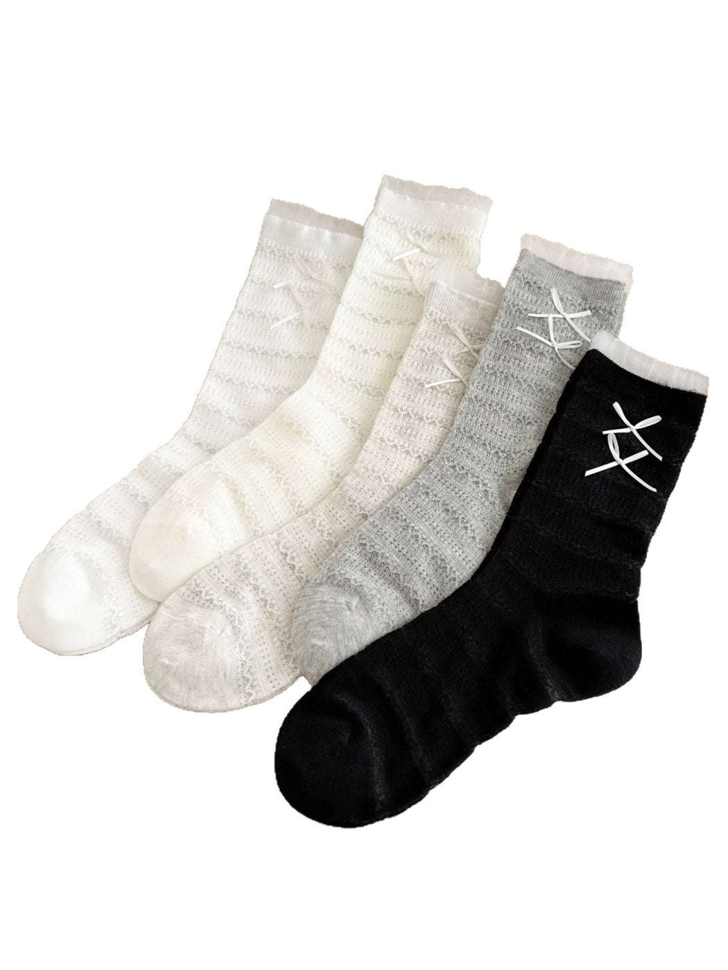 Rufia - Bow Detail Ruffled Style Crew Socks
