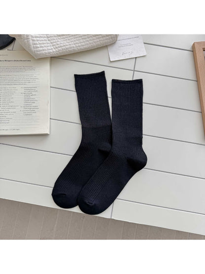 Rufia - Solid Color Crew Socks for Women