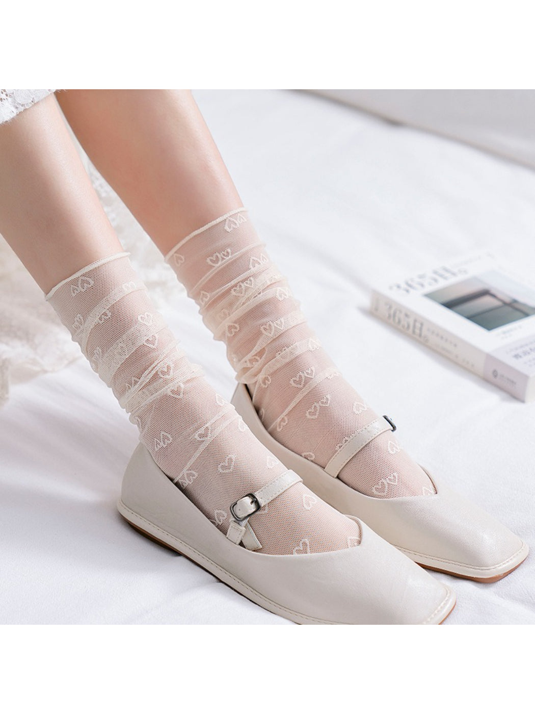 Rufia - Lightweight Sheer Heart Crew Socks product image 1