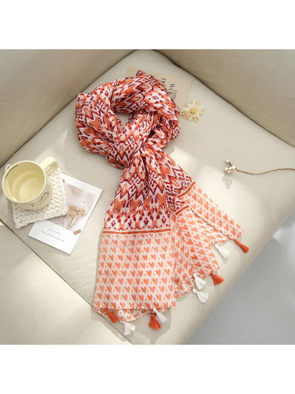 Scarvii - Floral Geometric Heart Border Scarf
