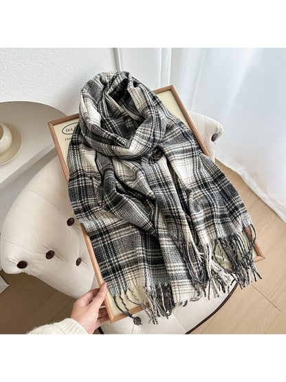 Scarvii - Classic Plaid Fringed Winter Scarf