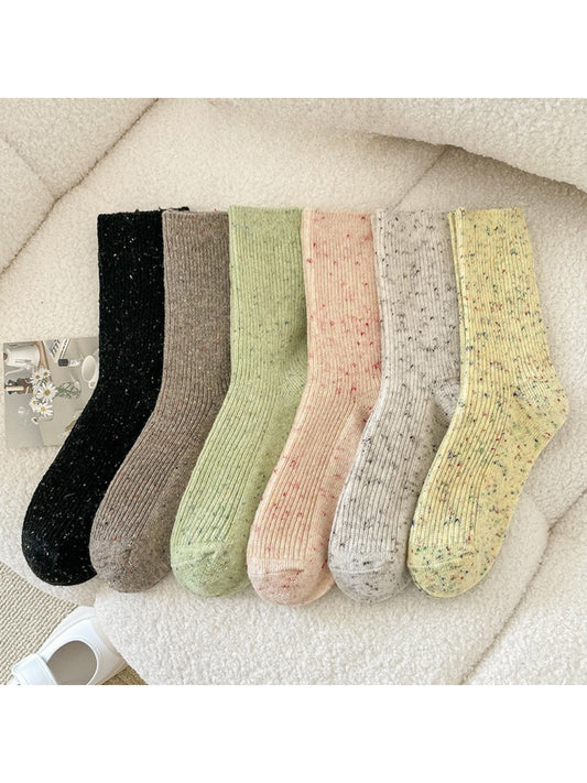Rufia - Speckled Rib Knit Crew Socks