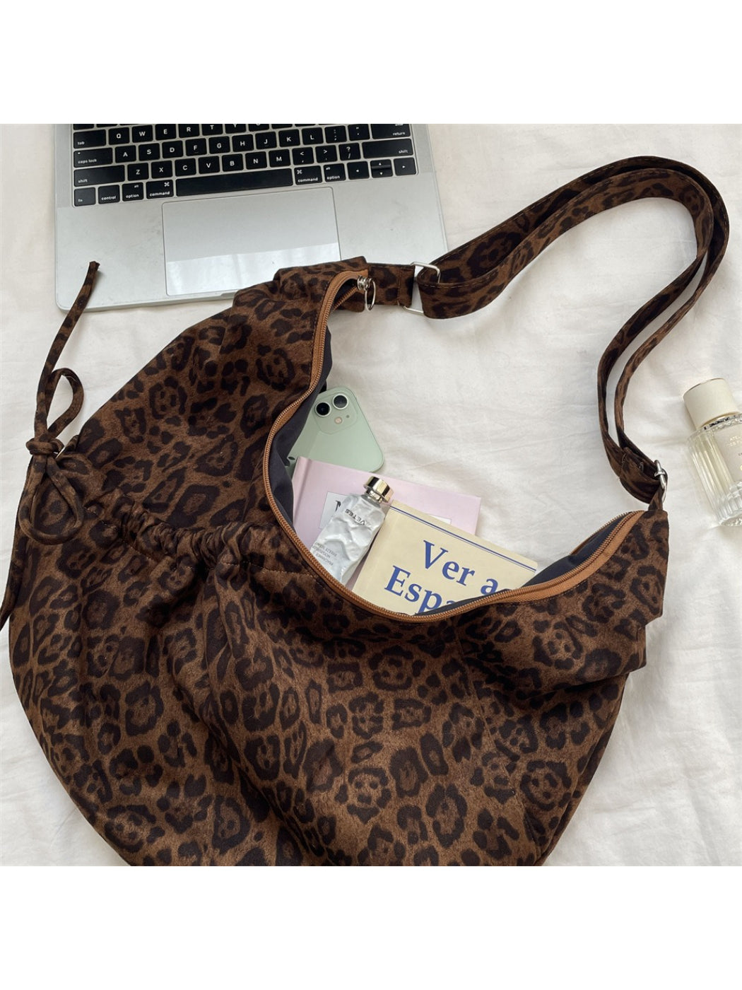 Cosbai - Soft Leopard Print Shoulder Bag