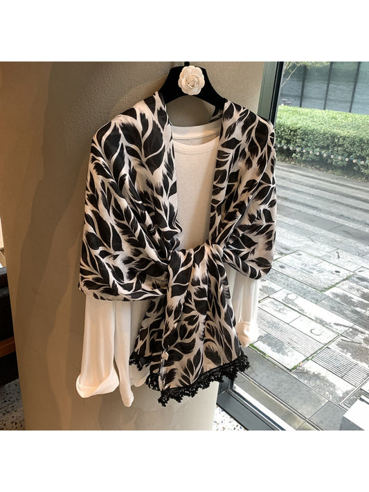 Scarvii Black Feather Print Scarf Wrap product image