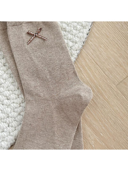 Rufia - Retro Bow Ruffle Cuff Crew Socks