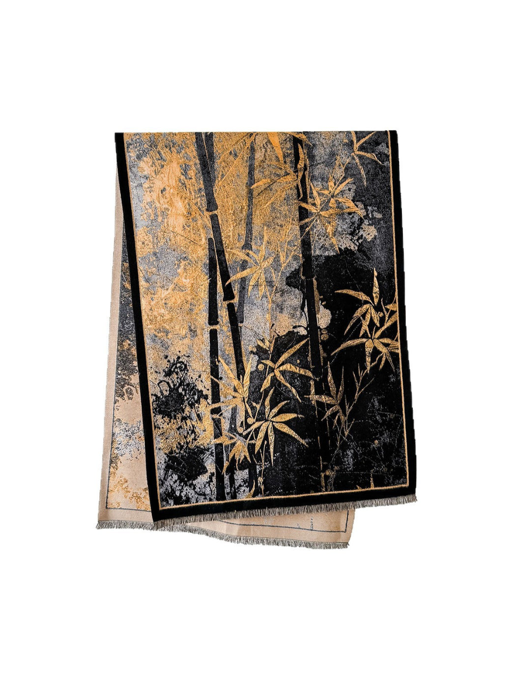 Scarvii - Bamboo Botanical Contrast Border Fringe Scarf