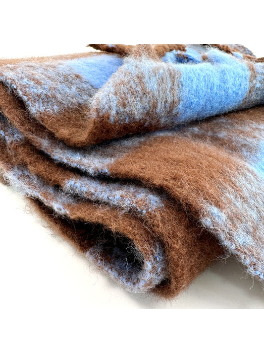 Scarvii - Two Tones Plaid Fringe Tassel Scarf