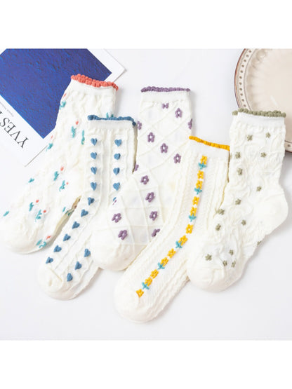 Rufia - Sweet Floral Textured Crew Socks product image 1