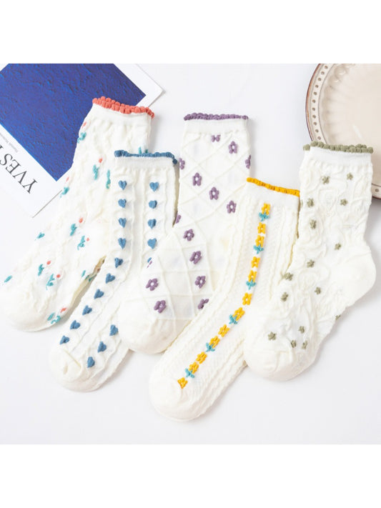Rufia - Sweet Floral Textured Crew Socks product image 1