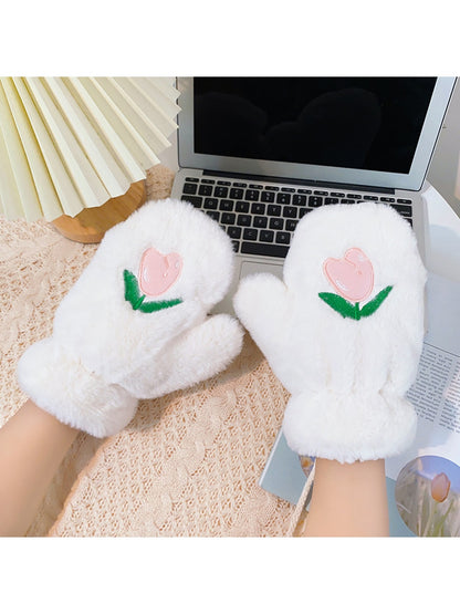 Gloving - Tulip Accent Plush Winter Mittens