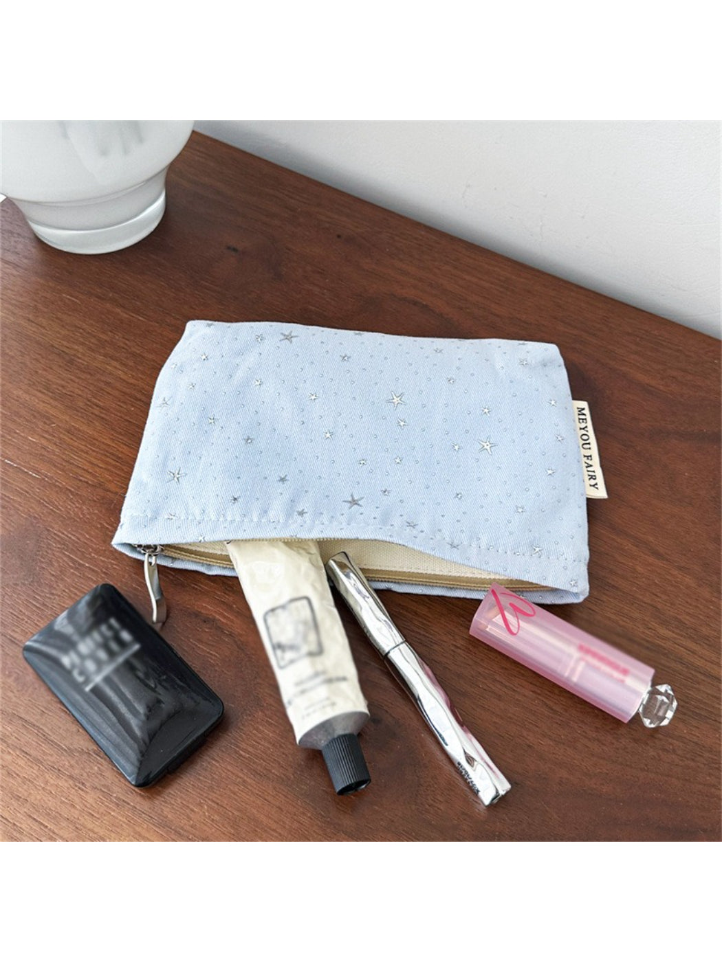 Cosbai Soft Star Print Zip Bag with visible zipper and star design