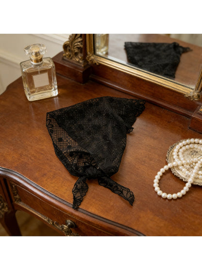 Scarvii - Floral Lace Embroidered Triangle Bandana