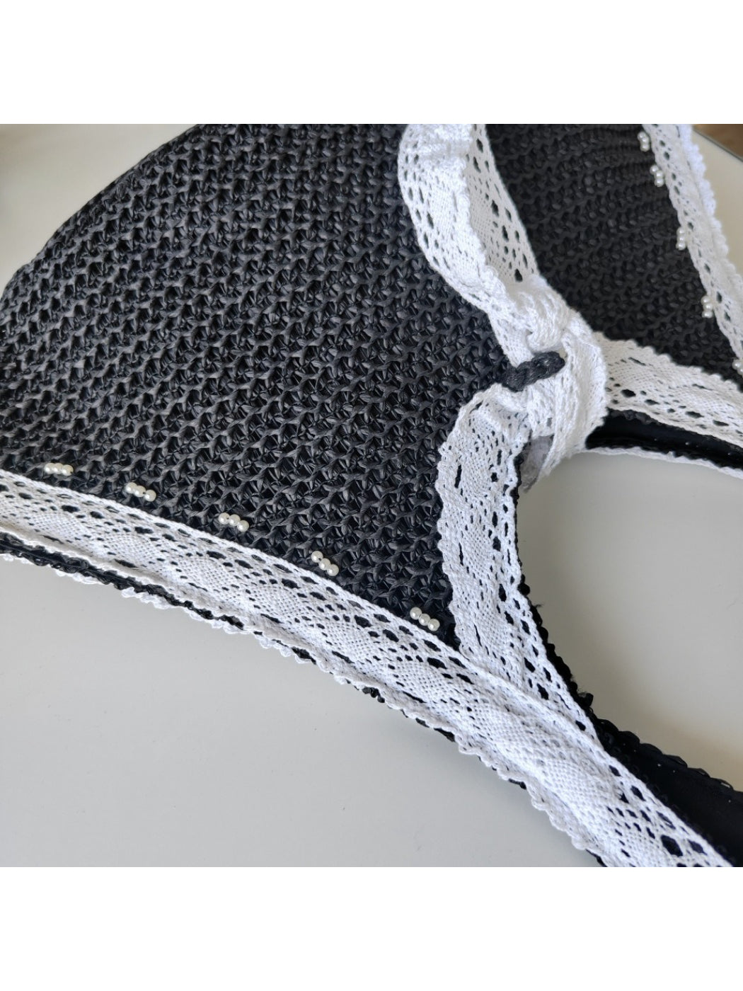 Cosbai - Lace Trim Crochet Shoulder Bag - image 4