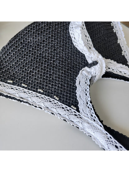Cosbai - Lace Trim Crochet Shoulder Bag - image 4