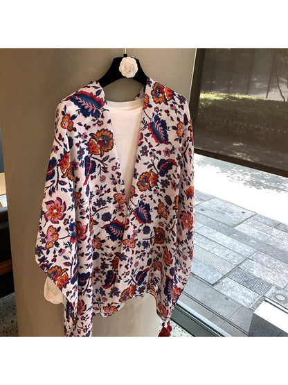 Scarvii - Floral Tassel Printed Everyday Shawl Scarf