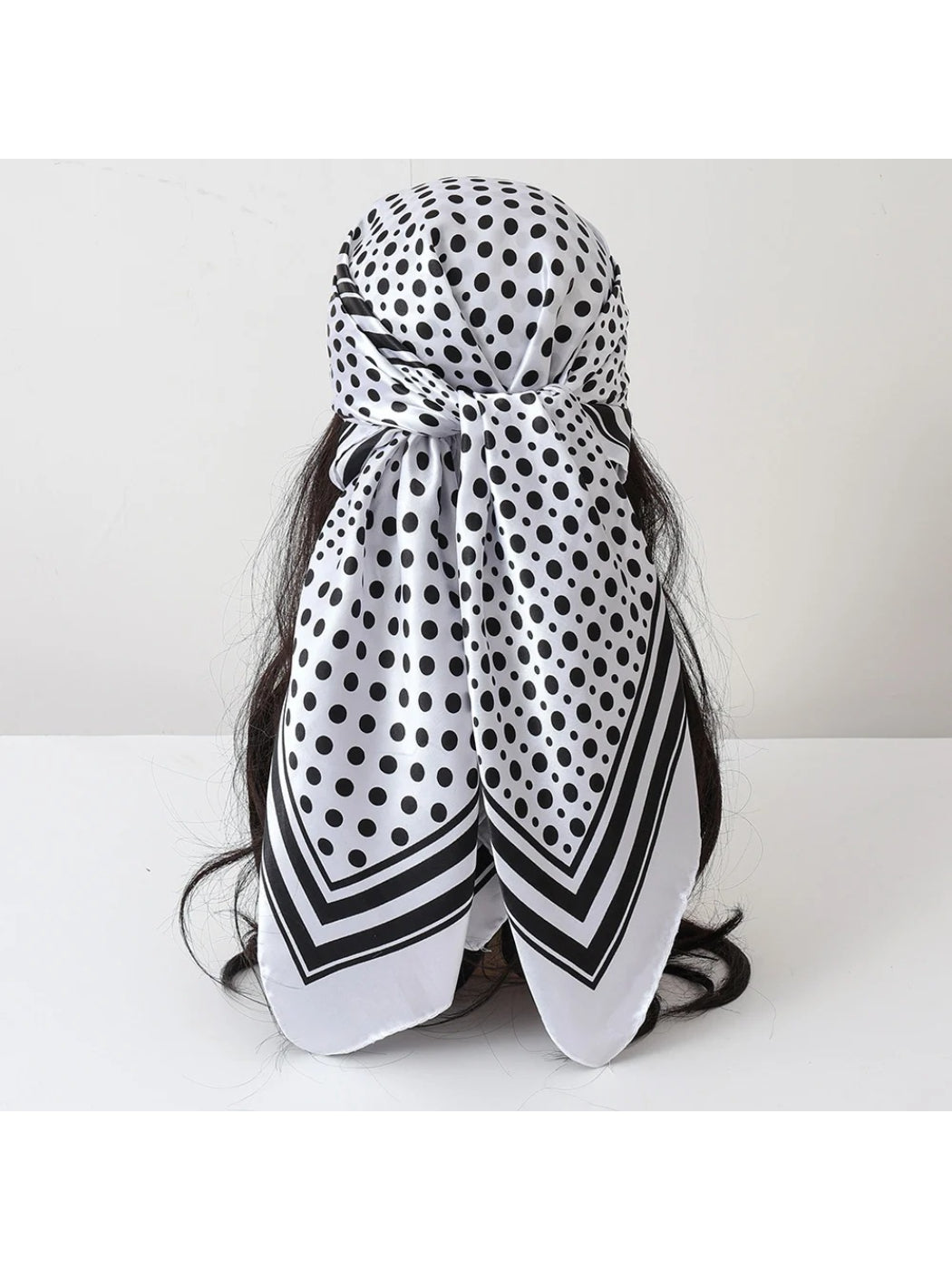 Scarvii - Polka Dot Square Scarf with Striped Border