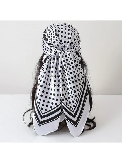Scarvii - Polka Dot Square Scarf with Striped Border