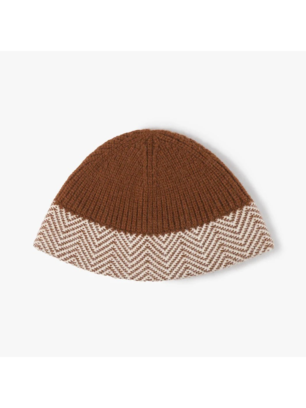 Haila - Herringbone Cuff Textured Knit Beanie