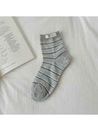 Rufia - Ruffle Cuff Patterned Casual Crew Socks