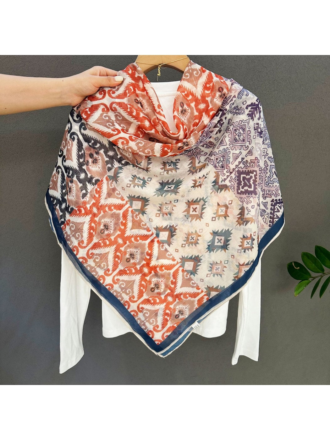 Scarvii - Ethnic Geometric Patchwork Print Square Scarf