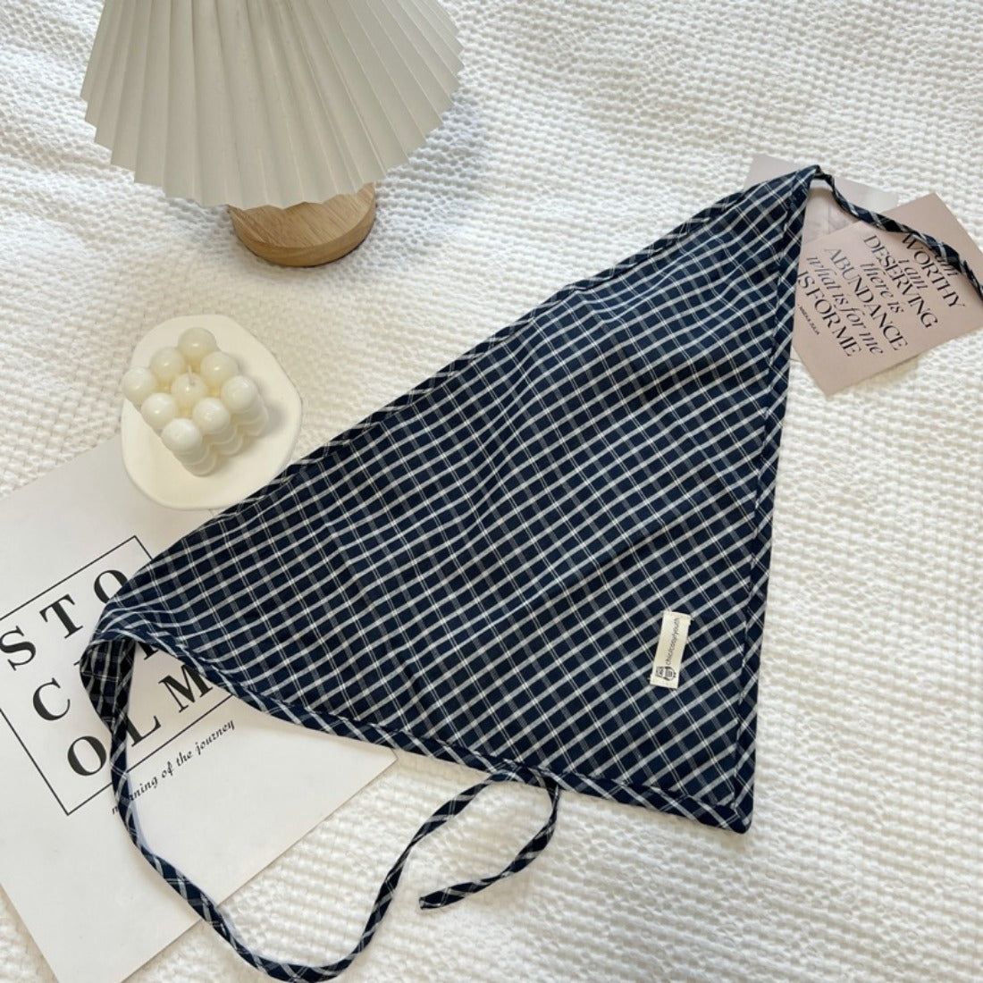 Haila - Plaid Cotton-Linen Triangle Headscarf