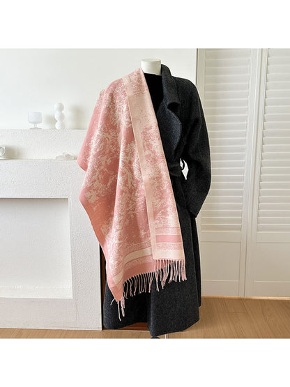 Scarvii - Reversible Jacquard Fringe Scarf