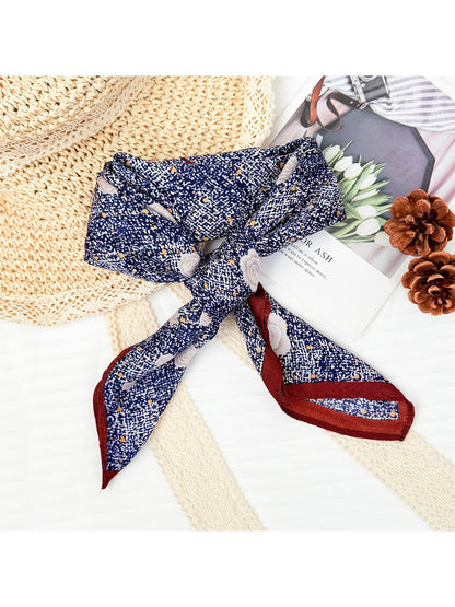 Scarvii - Retro Rose Pattern Fashion Square Scarf