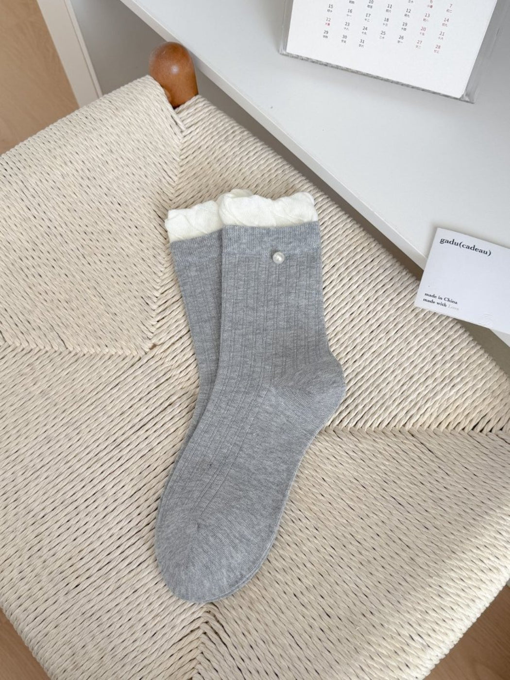Rufia - Bead Accent Ribbed Crew Socks product image 7