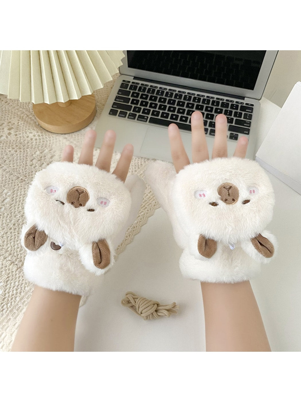 Gloving - Cute Bear Foldover Plush Winter Gloves