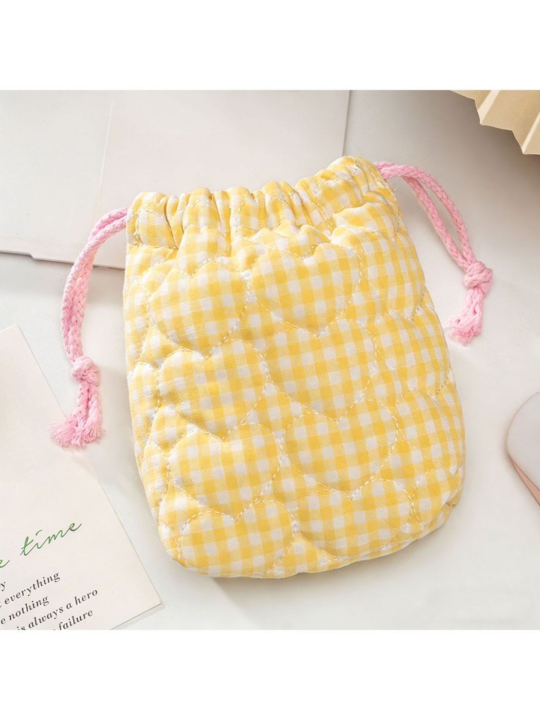 Cosbai - Quilted Drawstring Storage Pouch Bag