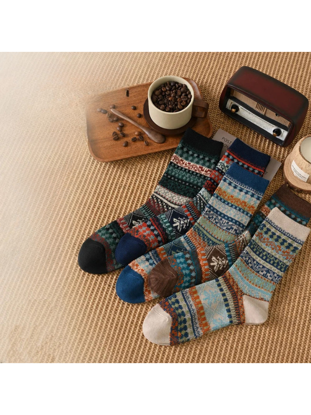 Rufia - Multicolor Geometric Crew Socks