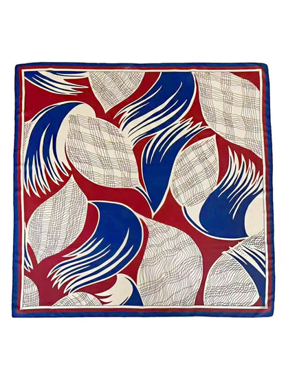 Scarvii - Abstract Leaf Motif Printed Square Scarf