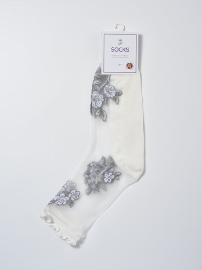 Rufia - Sheer Floral Embroidered Crew Socks product image 7