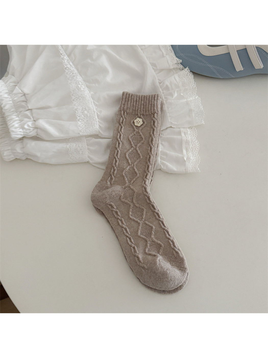 Rufia – Button Detail Textured Socks