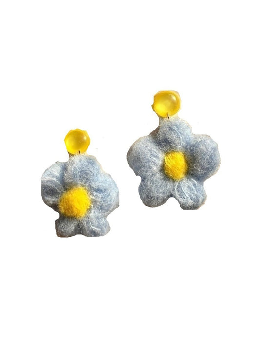 Earwish - Color-Block Crochet Flower Earrings